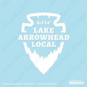 Lake Arrowhead Local decal with arrowhead and trees.
