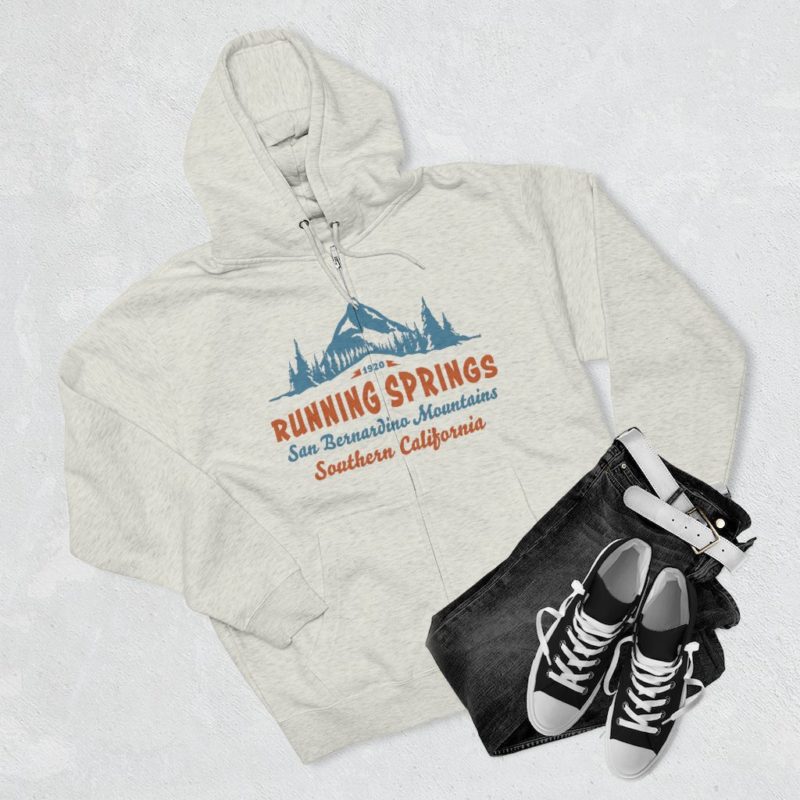 Running Springs Premium Zip Hoodie with our Starlight Mountain Design