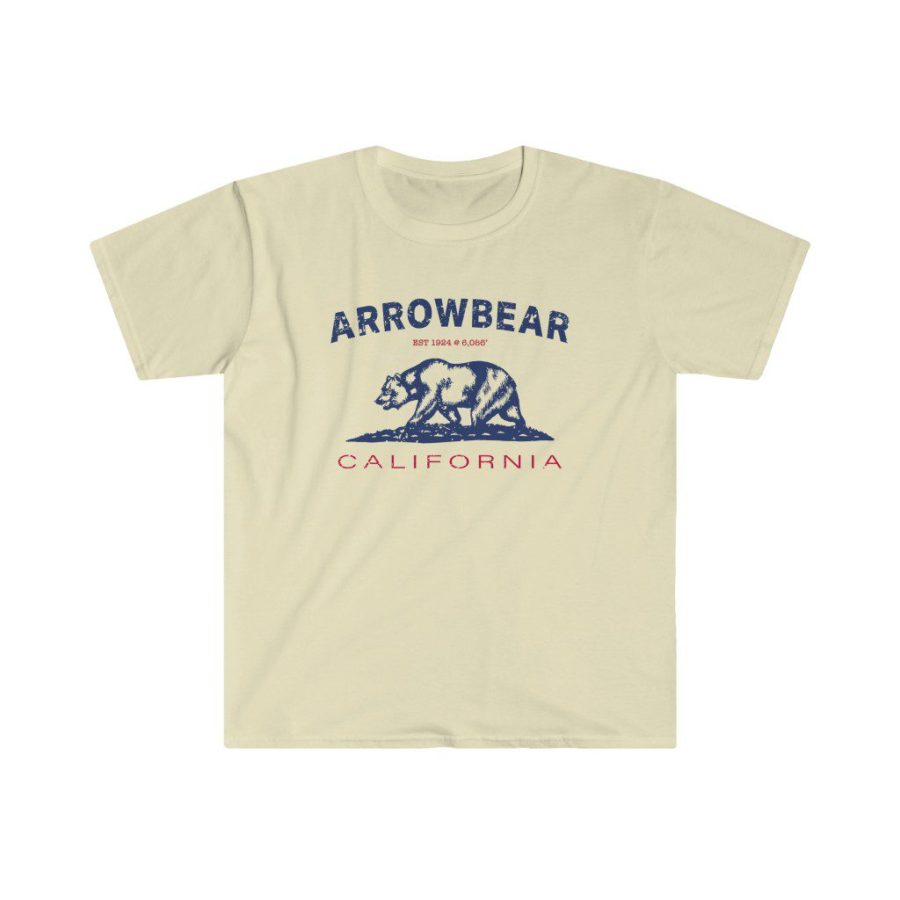 Arrowbear Unisex Soft-style T-Shirt with our Text + California Bear Design - Patriotic on Natural