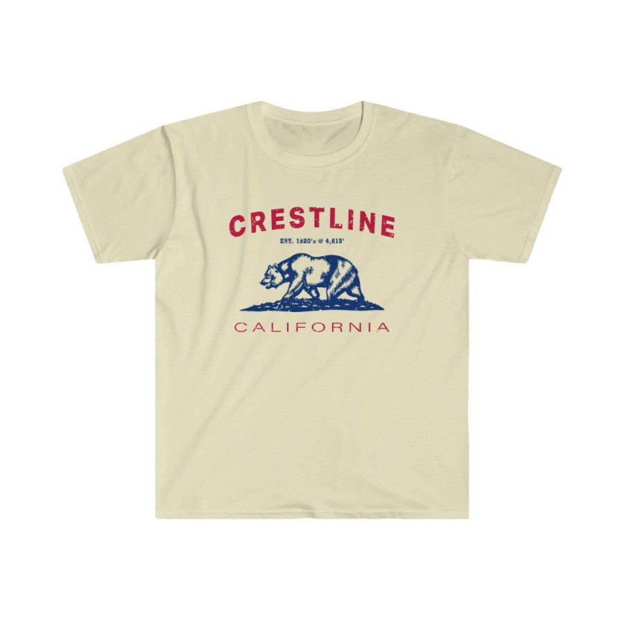 Crestline Unisex Soft-style T-Shirt with our Text + California Bear Design – Patriotic on Natural