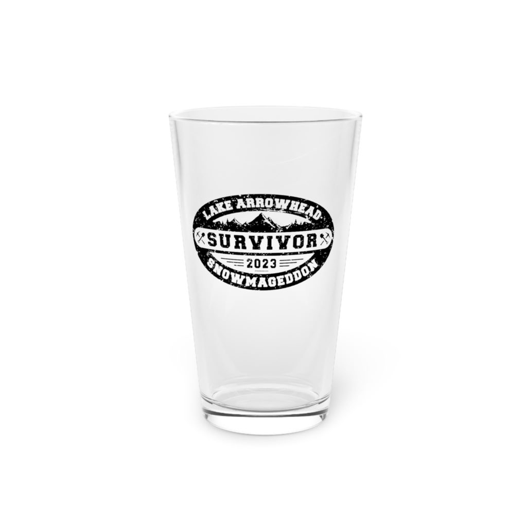 Lake Arrowhead Souvenir Beer Glass 16 oz - 2023 Snowmageddon Survivor, Beer  Glasses