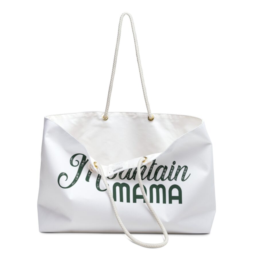 mountain mama weekender bag green on white