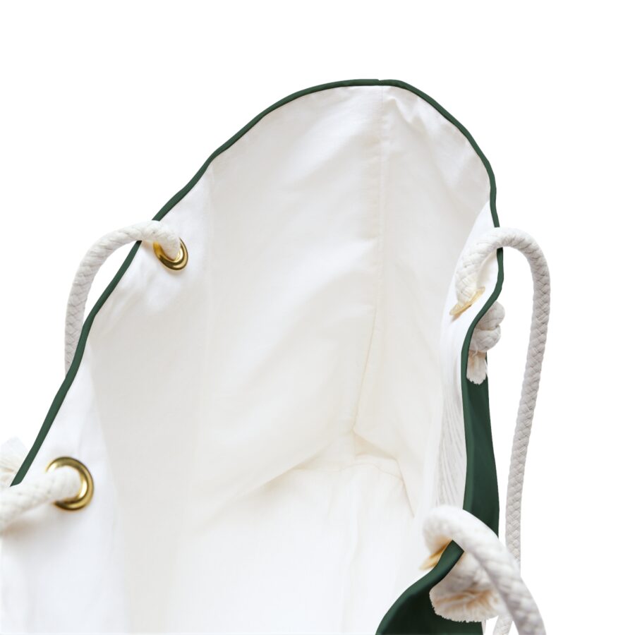 mountain mama weekender beach bag white on green