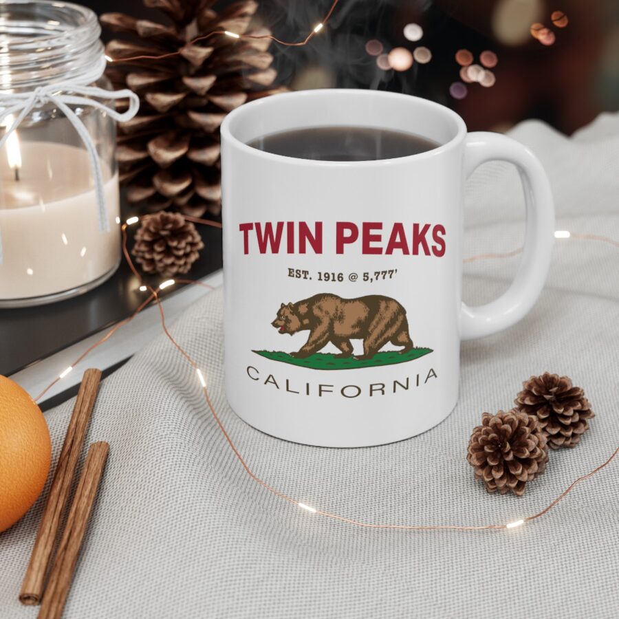 twin peaks coffee mug with our exclusive california bear artwork