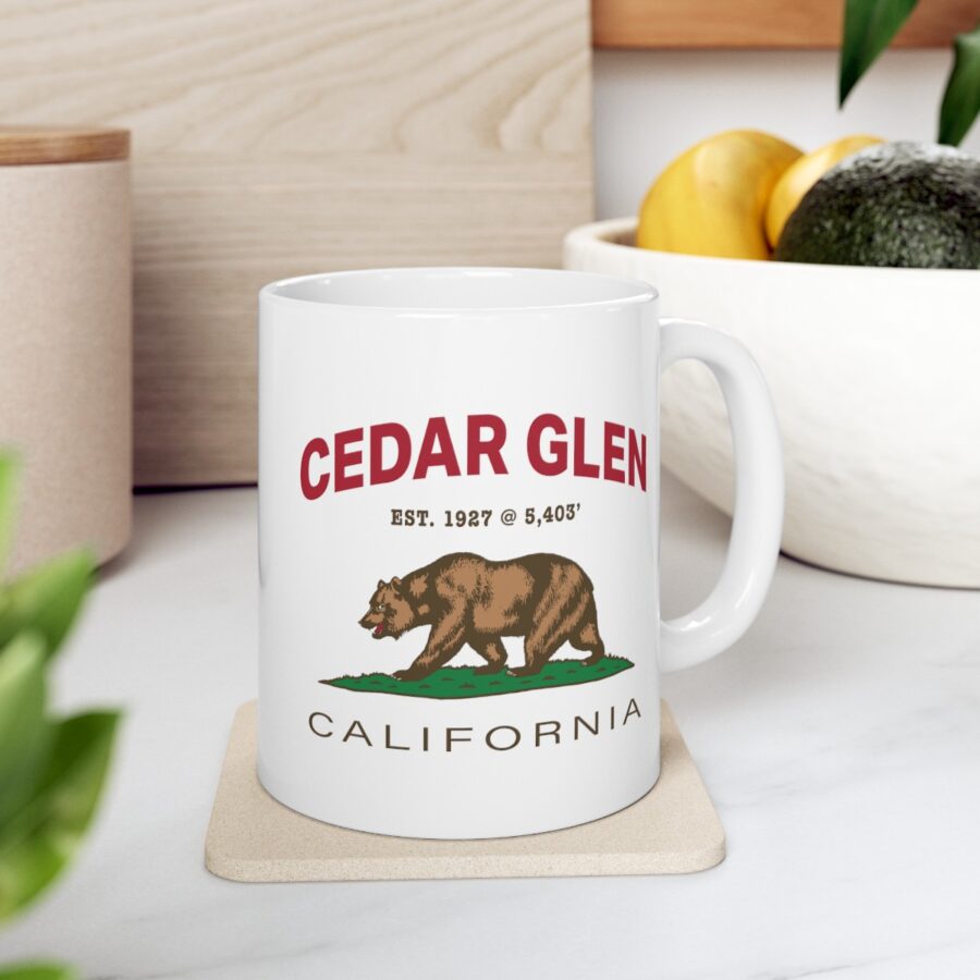 cedar glen coffee mug with our exclusive california bear artwork
