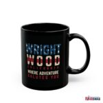 Wrightwood, Ca Black Patriotic Coffee Mug styled as the American Flag - Where Adventure Salutes You