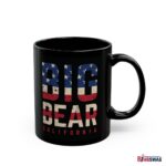 Big Bear Black Coffee Mug styled with the American Flag