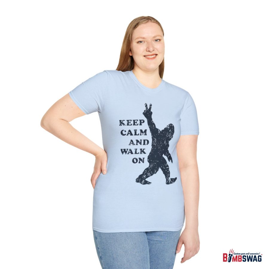 bigfoot keep calm and walk on unisex softstyle t shirt