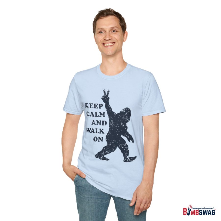 bigfoot keep calm and walk on unisex softstyle t shirt