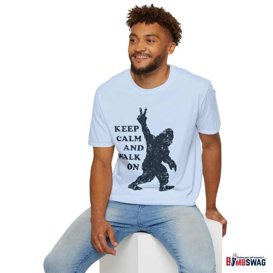 bigfoot keep calm and walk on unisex softstyle t shirt