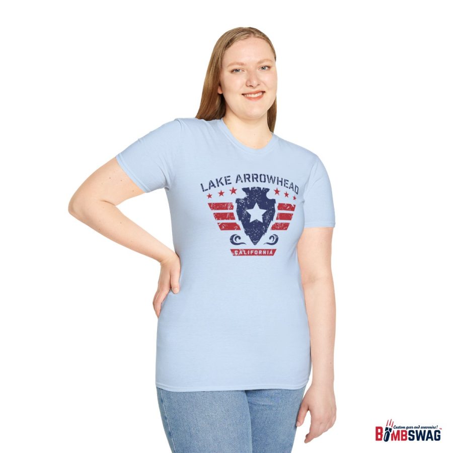 lake arrowhead unisex soft style t shirt with our stars and stripes military signature arrowhead design