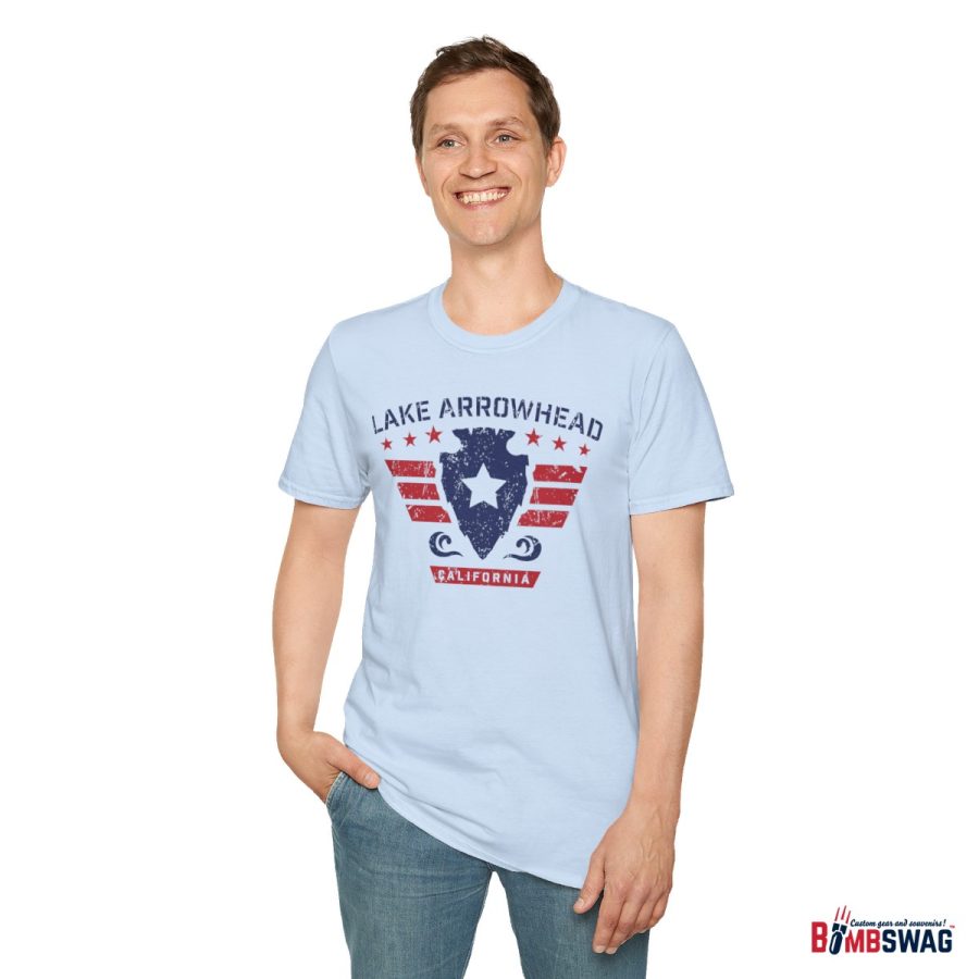 lake arrowhead unisex soft style t shirt with our stars and stripes military signature arrowhead design