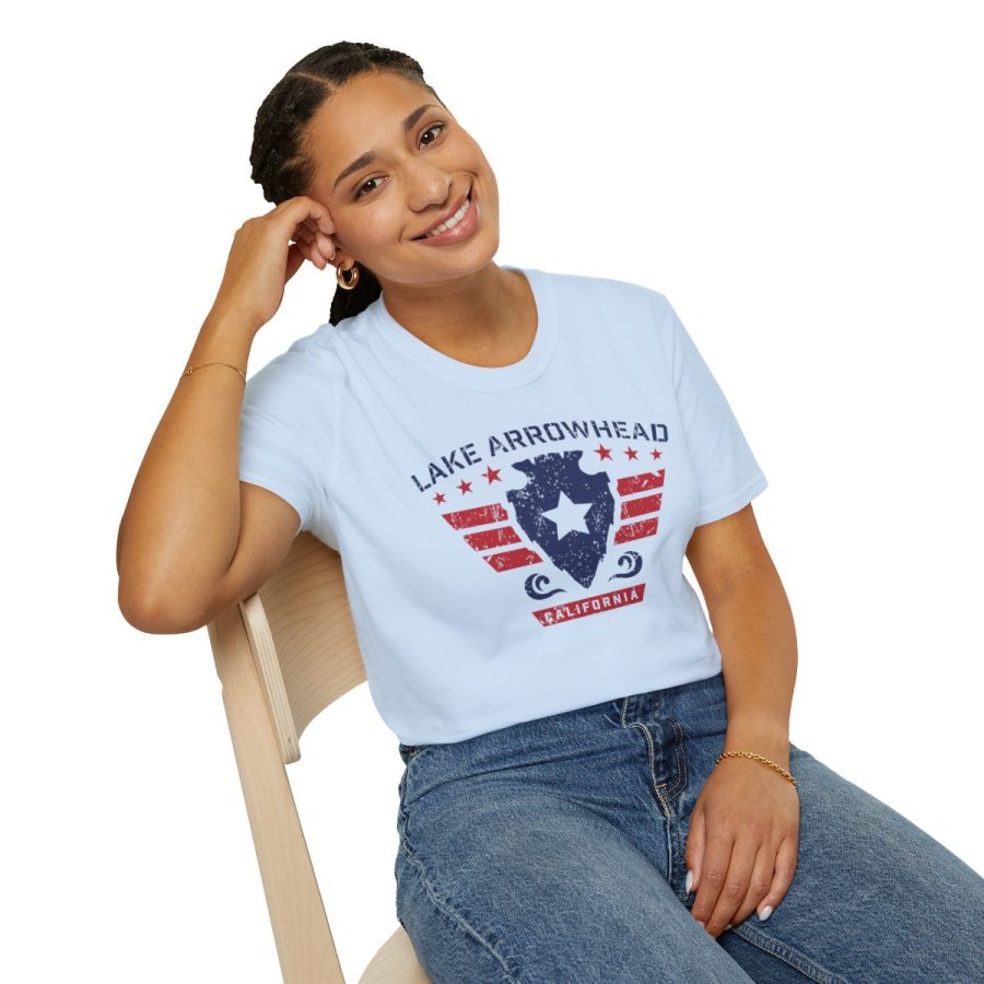 lake arrowhead unisex soft style t shirt with our stars and stripes military signature arrowhead design