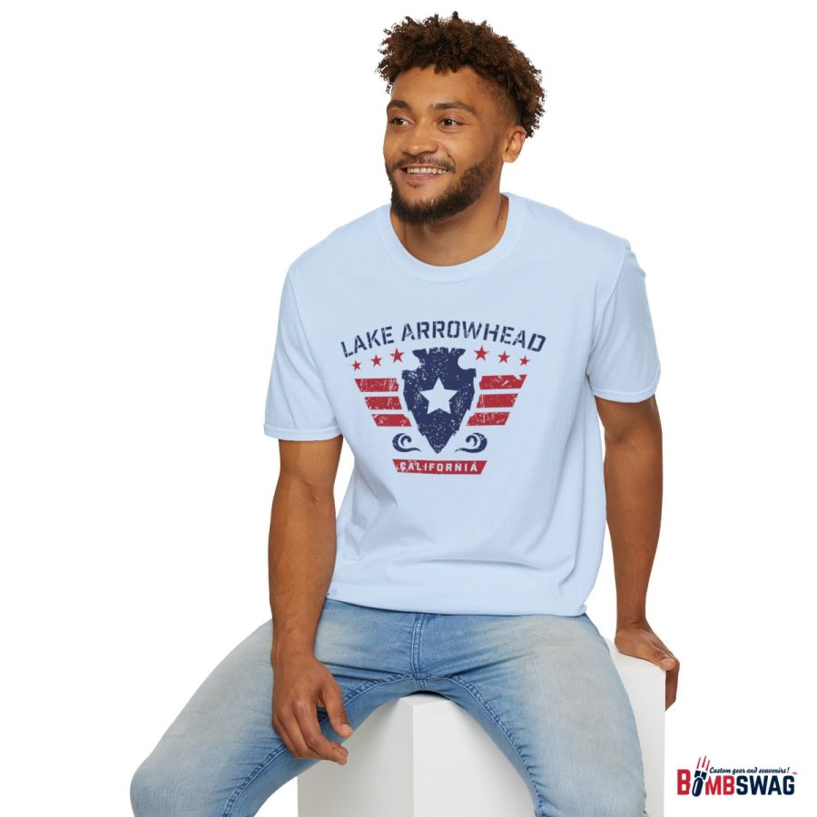 lake arrowhead unisex soft style t shirt with our stars and stripes military signature arrowhead design