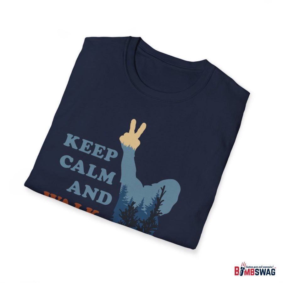 bigfoot keep calm and walk on unisex softstyle t shirt