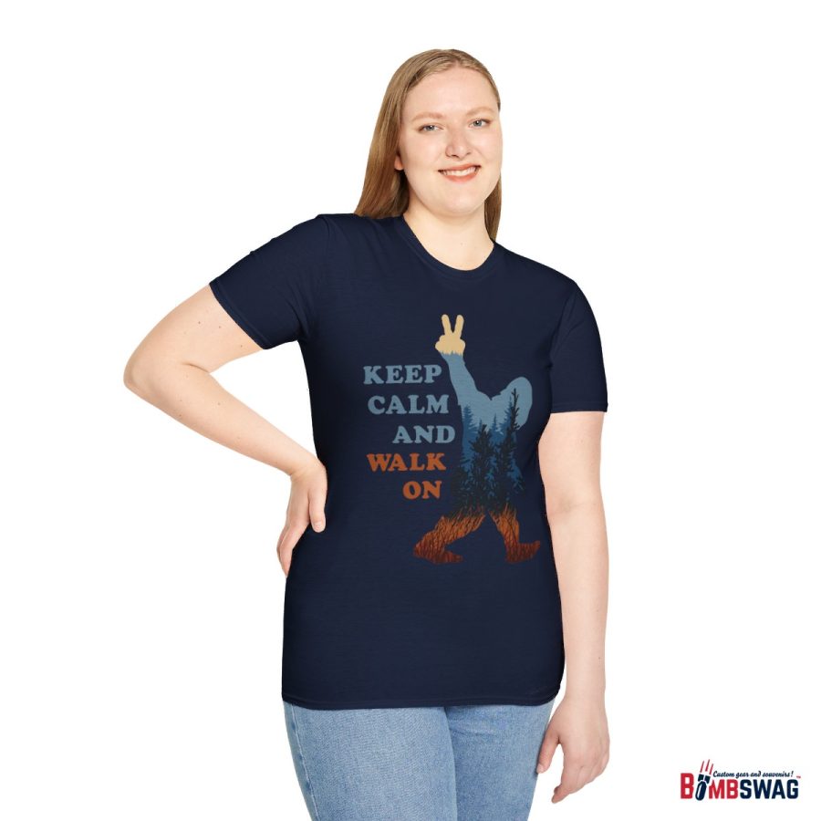 bigfoot keep calm and walk on unisex softstyle t shirt