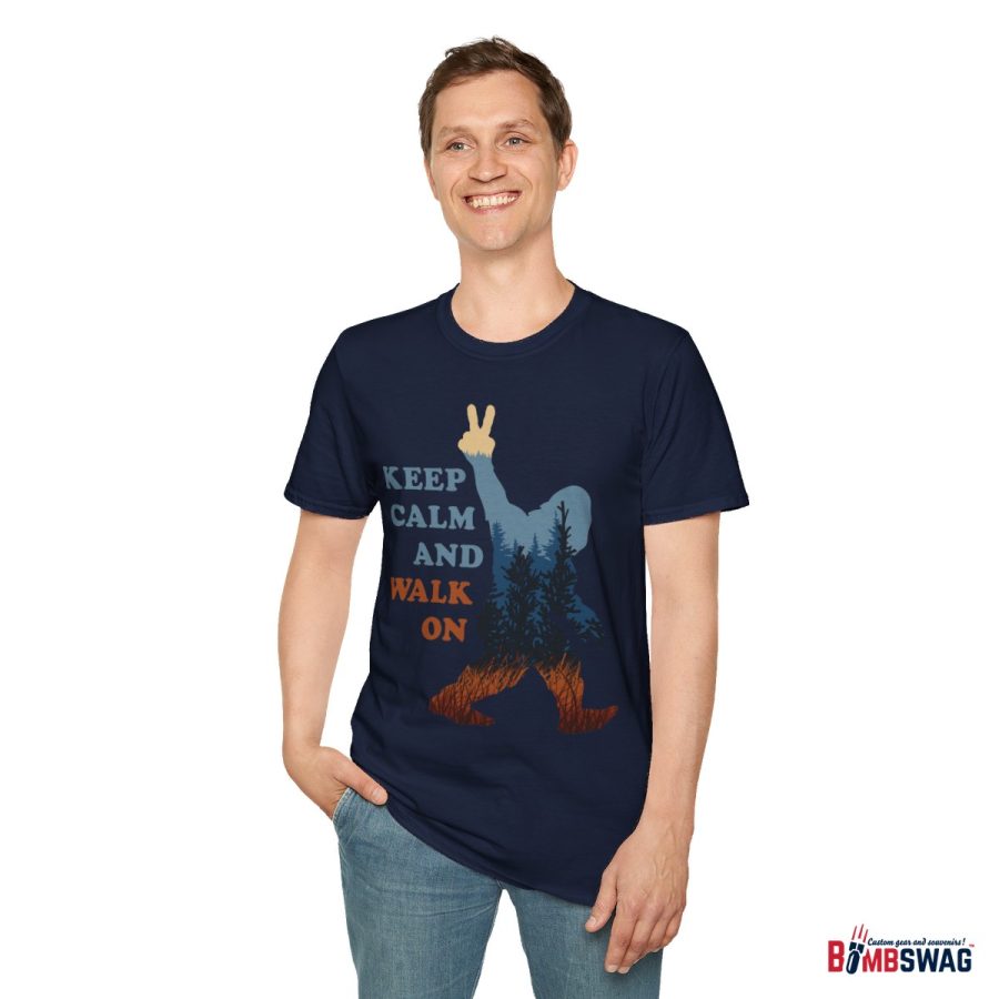 bigfoot keep calm and walk on unisex softstyle t shirt