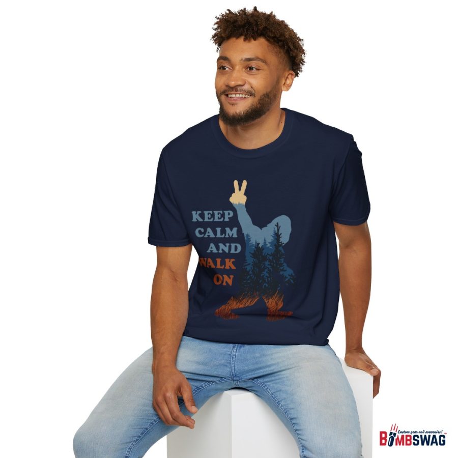 bigfoot keep calm and walk on unisex softstyle t shirt