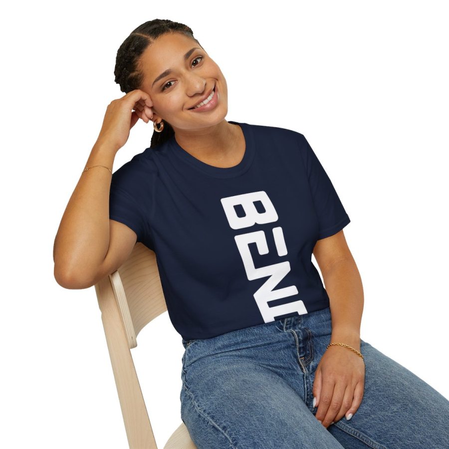 bend, or modern typeface unisex softstyle t shirt with map coordinates