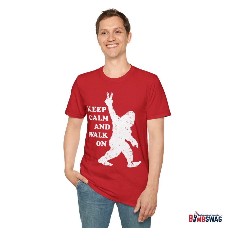 bigfoot keep calm and walk on unisex softstyle t shirt