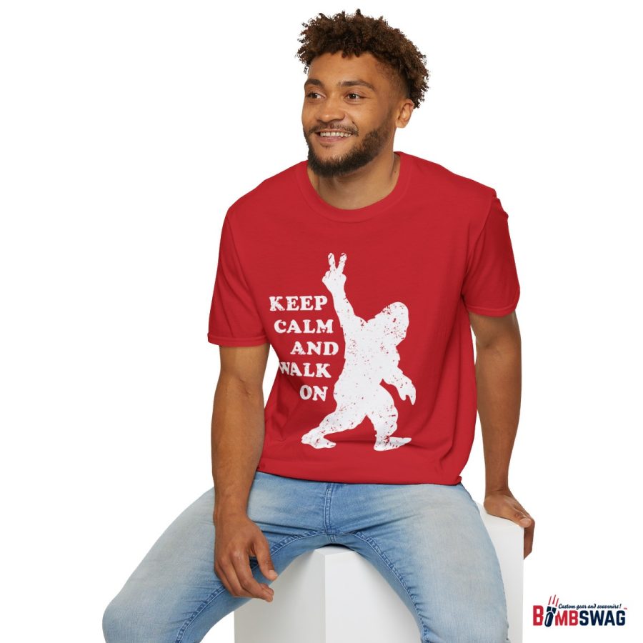 bigfoot keep calm and walk on unisex softstyle t shirt