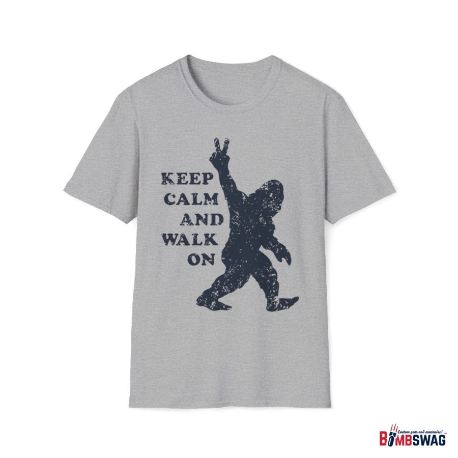 bigfoot keep calm and walk on unisex softstyle t shirt