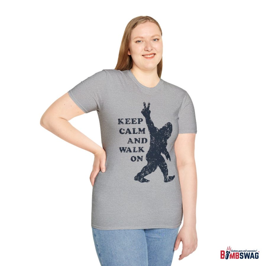 bigfoot keep calm and walk on unisex softstyle t shirt