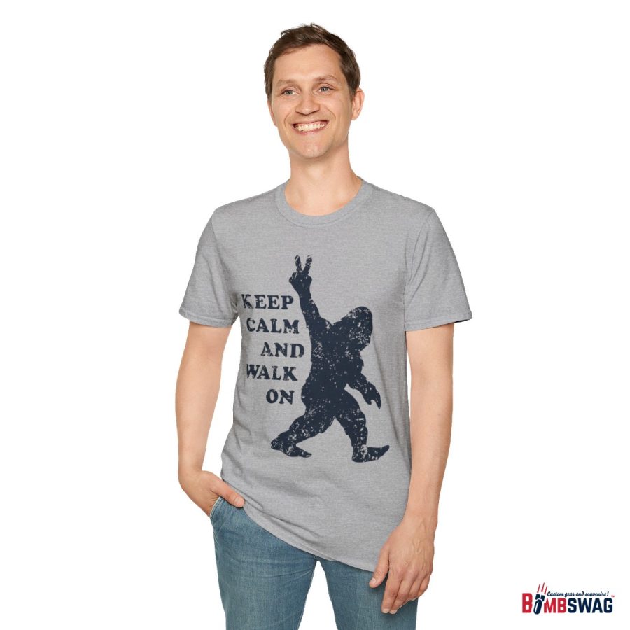 bigfoot keep calm and walk on unisex softstyle t shirt