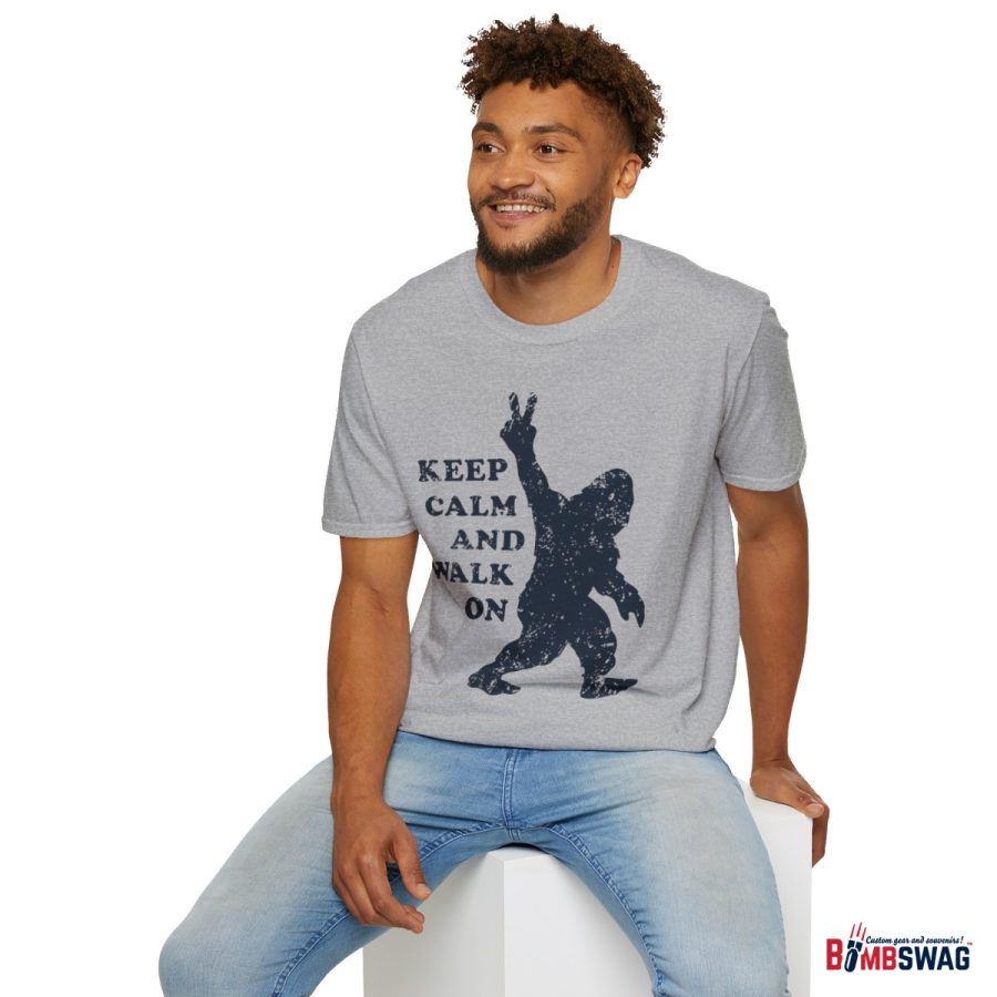 bigfoot keep calm and walk on unisex softstyle t shirt