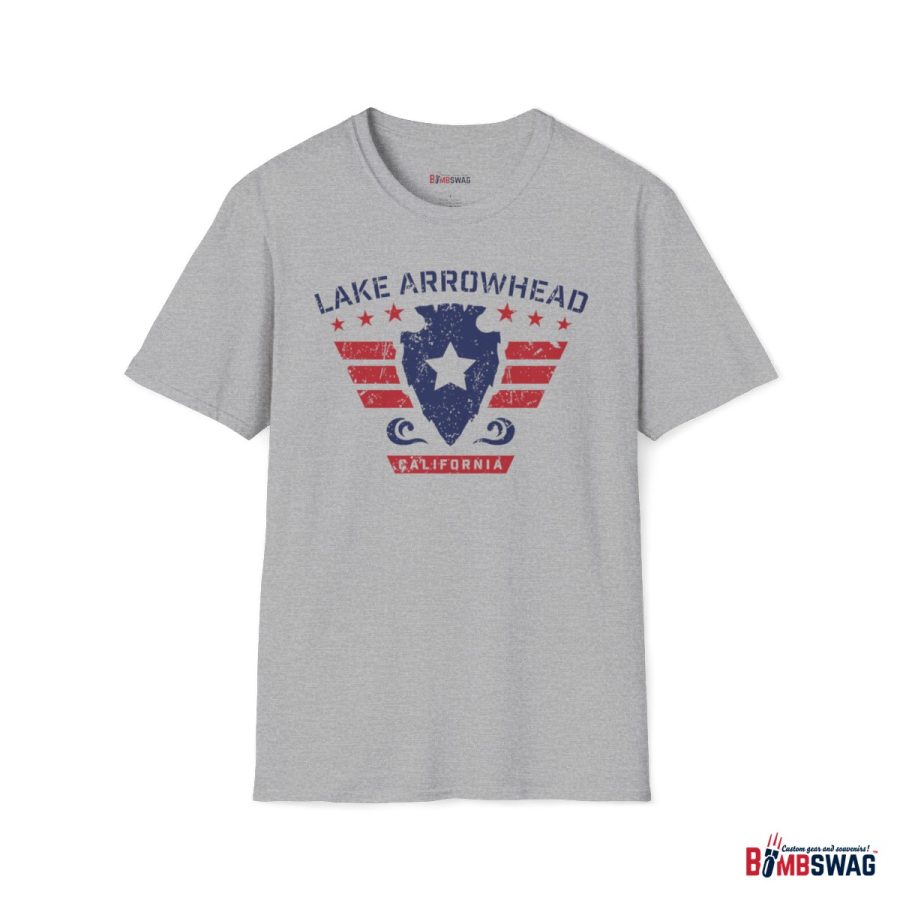 lake arrowhead unisex soft style t shirt with our stars and stripes military signature arrowhead design