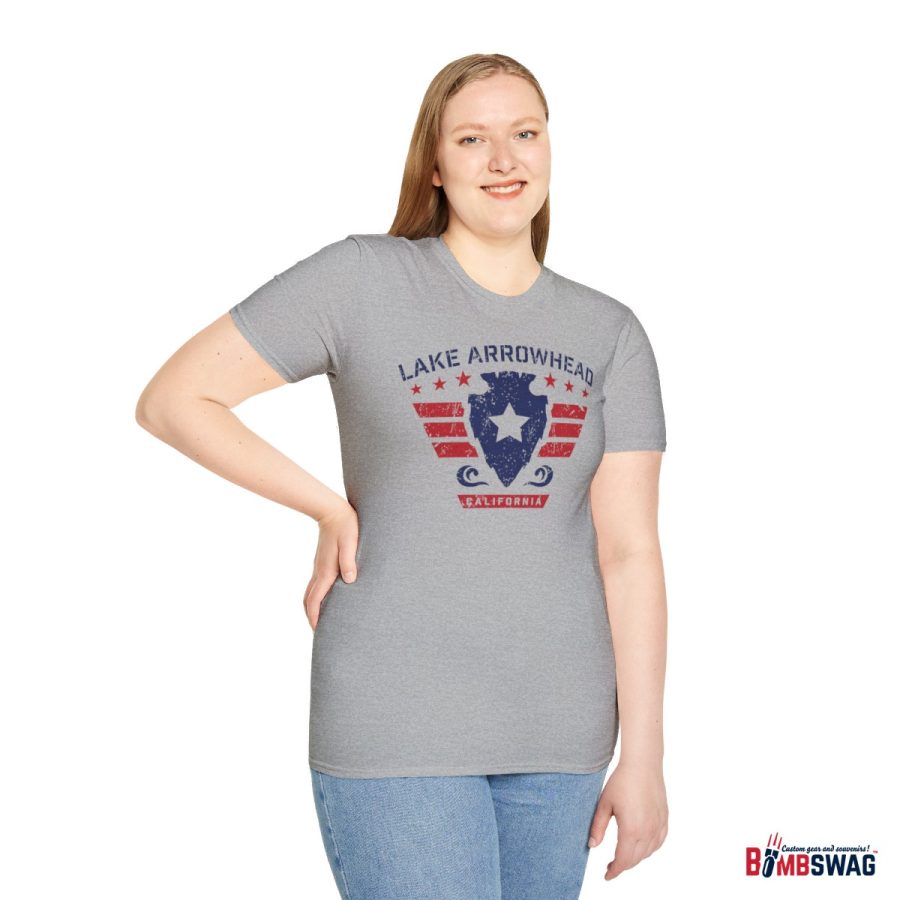 lake arrowhead unisex soft style t shirt with our stars and stripes military signature arrowhead design