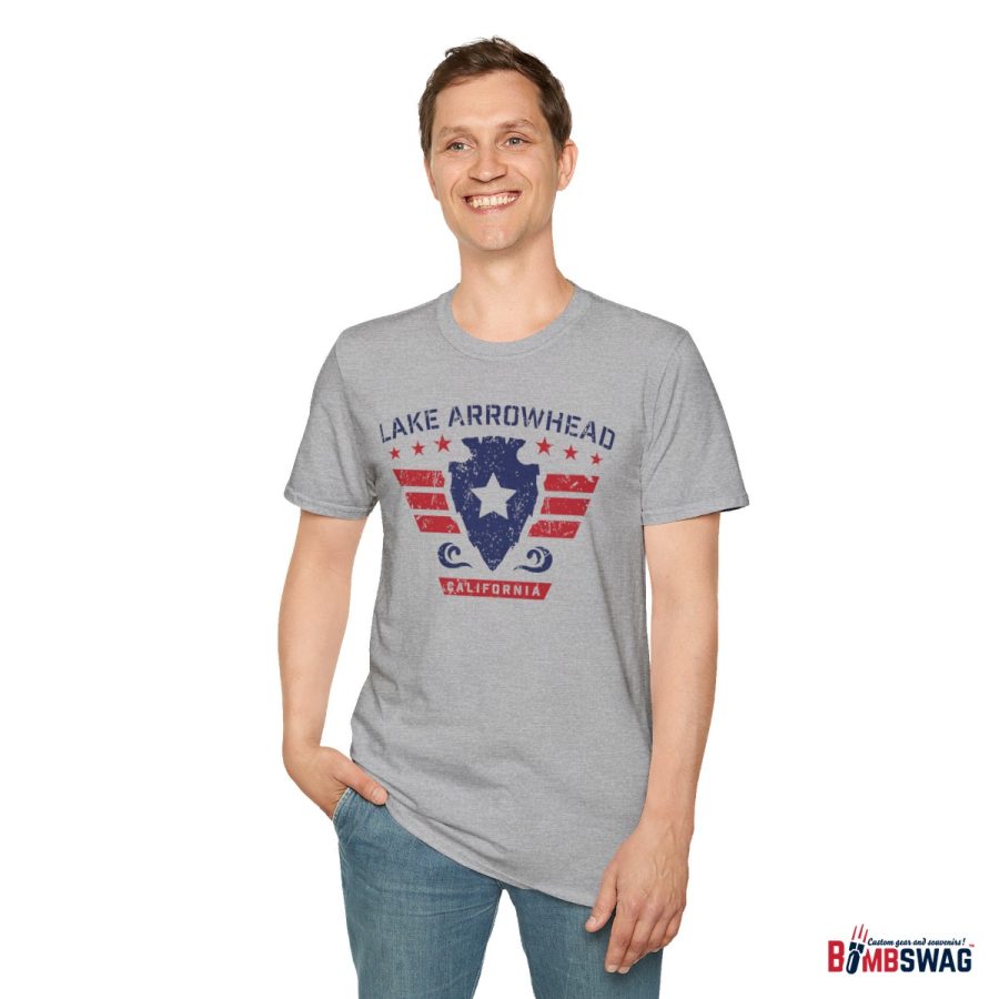 lake arrowhead unisex soft style t shirt with our stars and stripes military signature arrowhead design