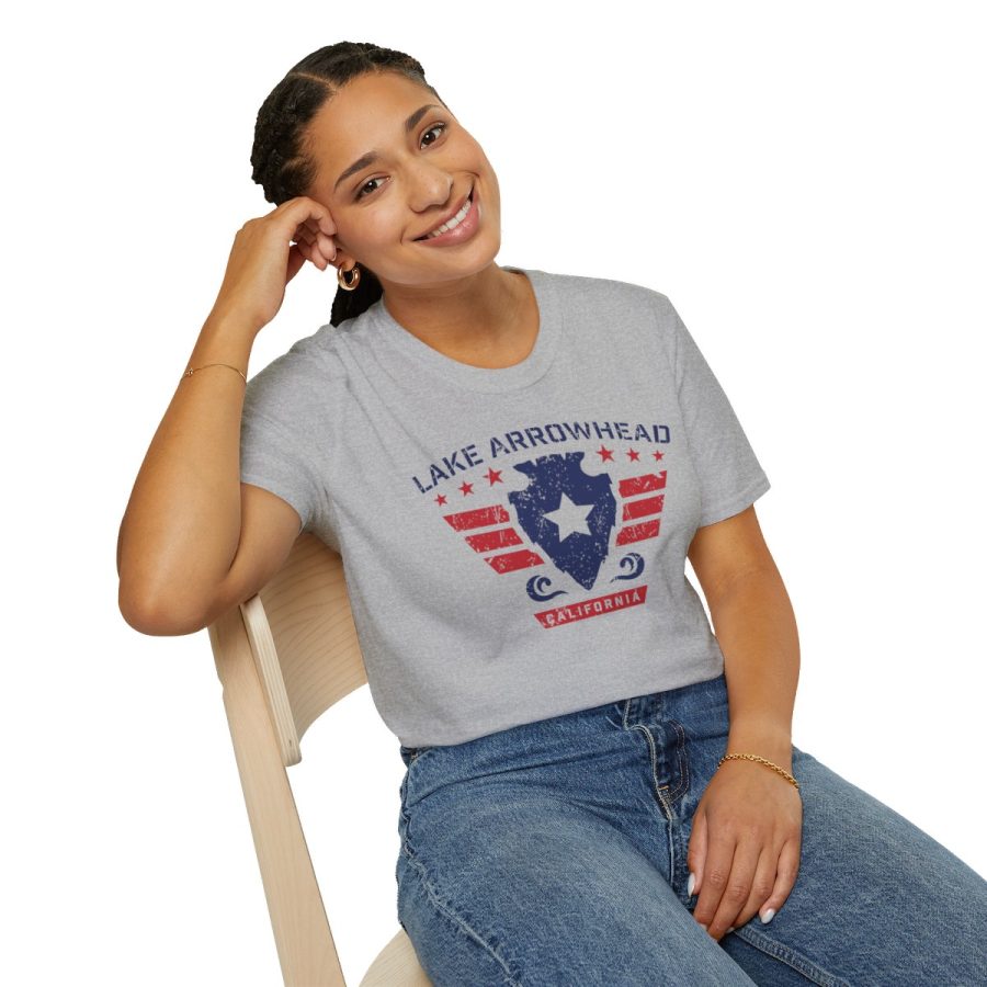 lake arrowhead unisex soft style t shirt with our stars and stripes military signature arrowhead design