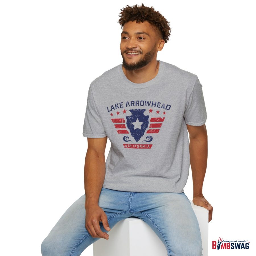 lake arrowhead unisex soft style t shirt with our stars and stripes military signature arrowhead design