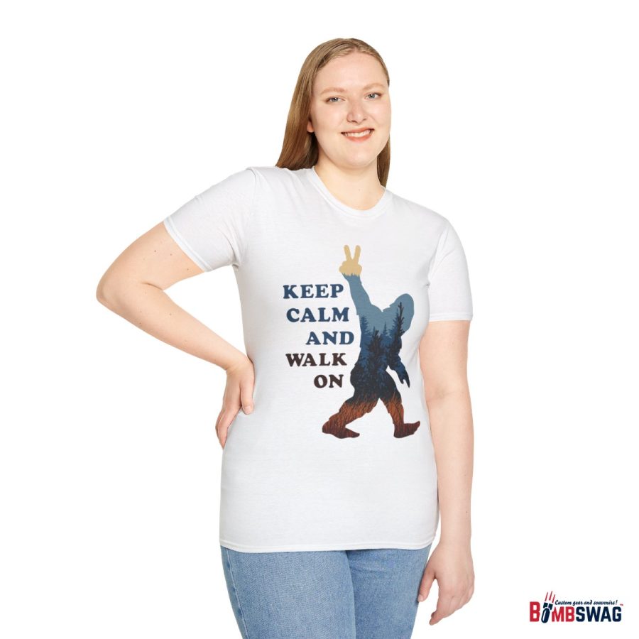 bigfoot keep calm and walk on unisex softstyle t shirt