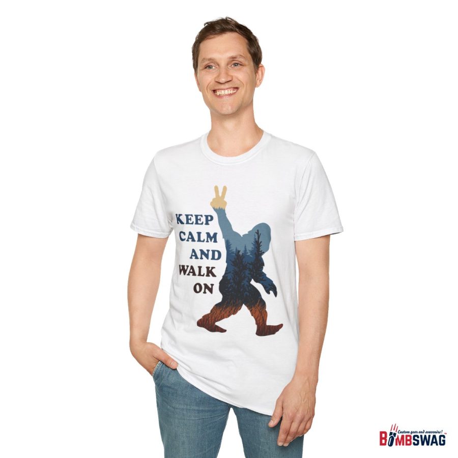 bigfoot keep calm and walk on unisex softstyle t shirt