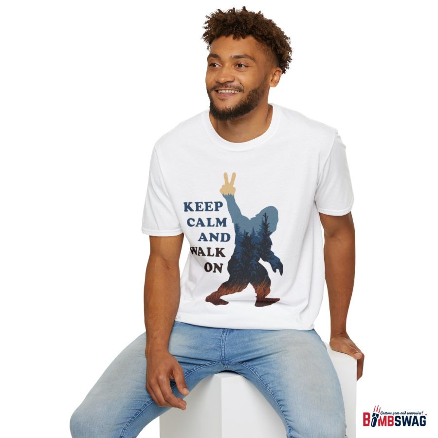 bigfoot keep calm and walk on unisex softstyle t shirt