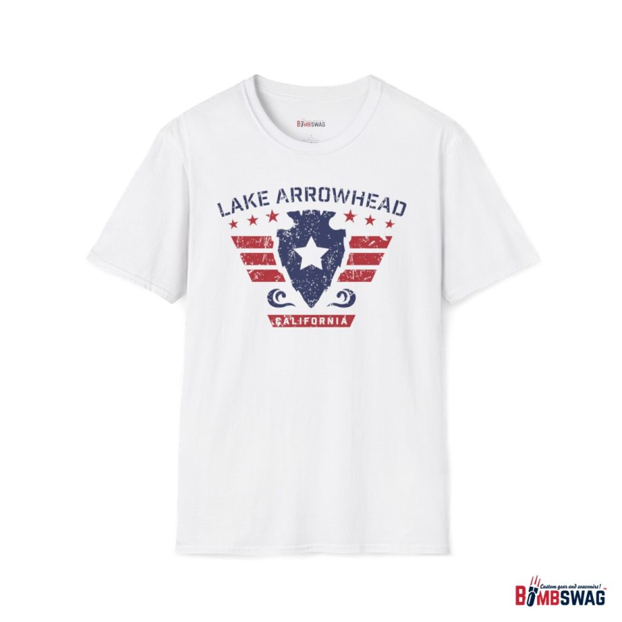 lake arrowhead unisex soft style t shirt with our stars and stripes military signature arrowhead design