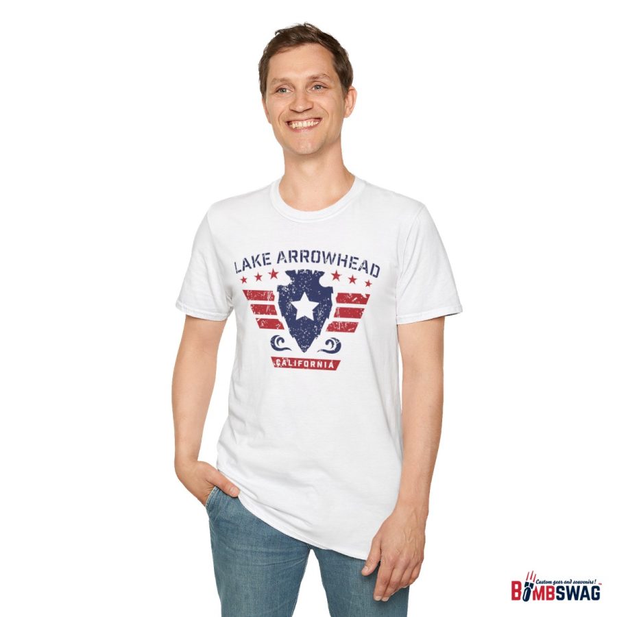 lake arrowhead unisex soft style t shirt with our stars and stripes military signature arrowhead design