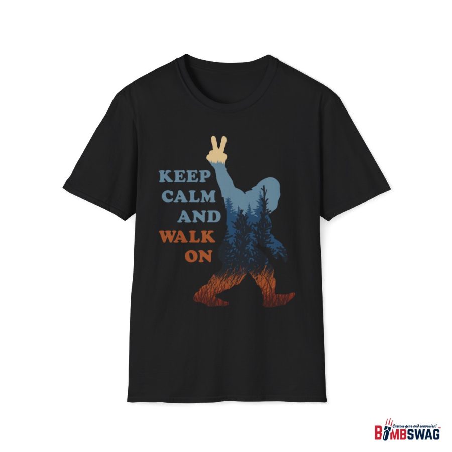 bigfoot keep calm and walk on unisex softstyle t shirt