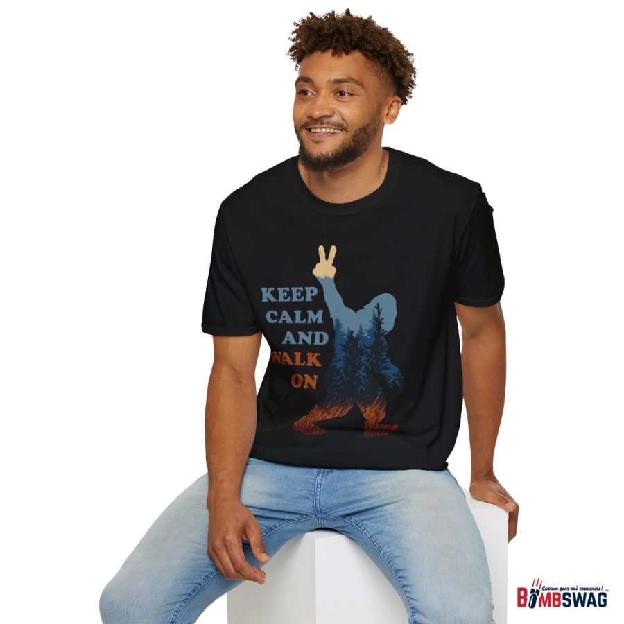 bigfoot keep calm and walk on unisex softstyle t shirt