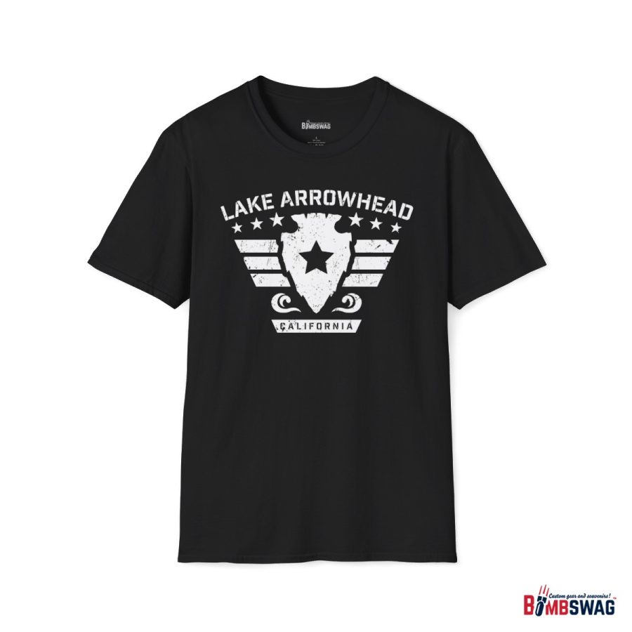 lake arrowhead unisex soft style t shirt with our stars and stripes military signature arrowhead design