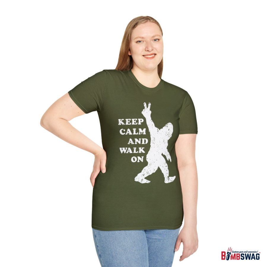 bigfoot keep calm and walk on unisex softstyle t shirt