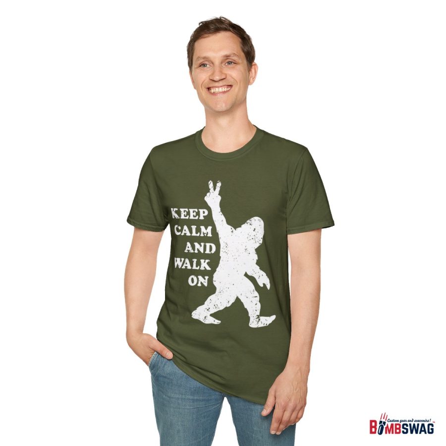 bigfoot keep calm and walk on unisex softstyle t shirt