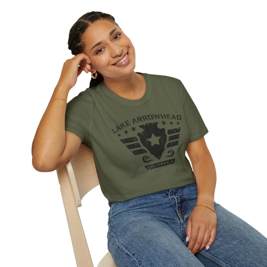 lake arrowhead unisex soft style t shirt with our stars and stripes military signature arrowhead design