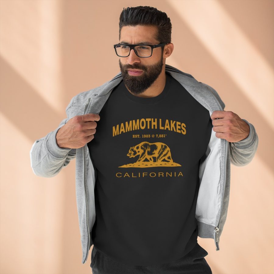 mammoth lakes, ca premium california bear crewneck sweatshirt with est. date + elevation