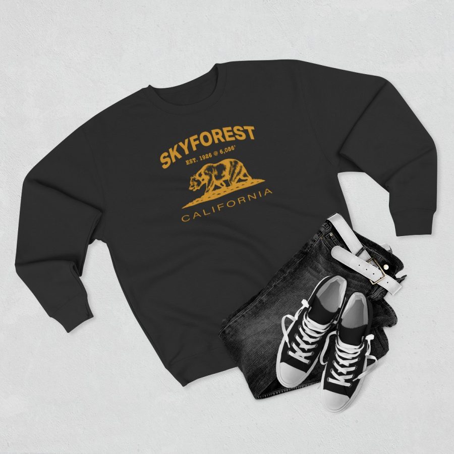 skyforest, ca premium california bear crewneck sweatshirt with est. date + elevation