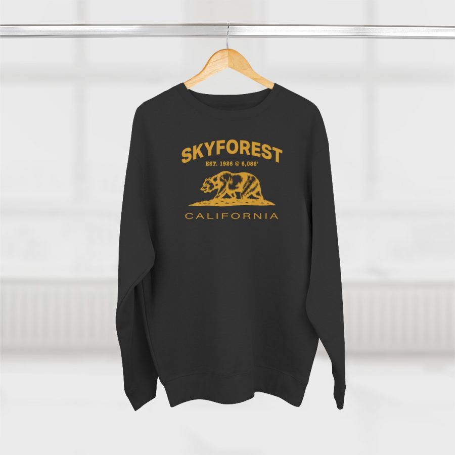 skyforest, ca premium california bear crewneck sweatshirt with est. date + elevation