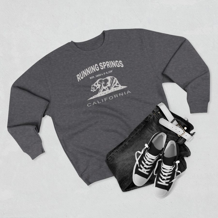 running springs, ca premium california bear crewneck sweatshirt with est. date + elevation