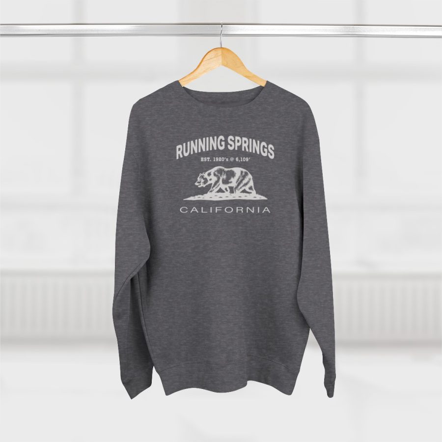 running springs, ca premium california bear crewneck sweatshirt with est. date + elevation